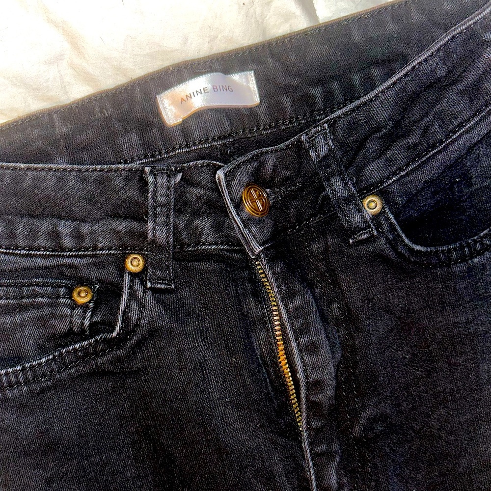Anine Bing distressed black skinny jeans